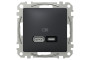 USB розетка, Sedna Design & Elements, тип A+C, 3 A, 21 Вт, чорний (SDD114405)