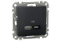 USB розетка, Sedna Design & Elements, тип A+C, 3 A, 21 Вт, чорний (SDD114405)