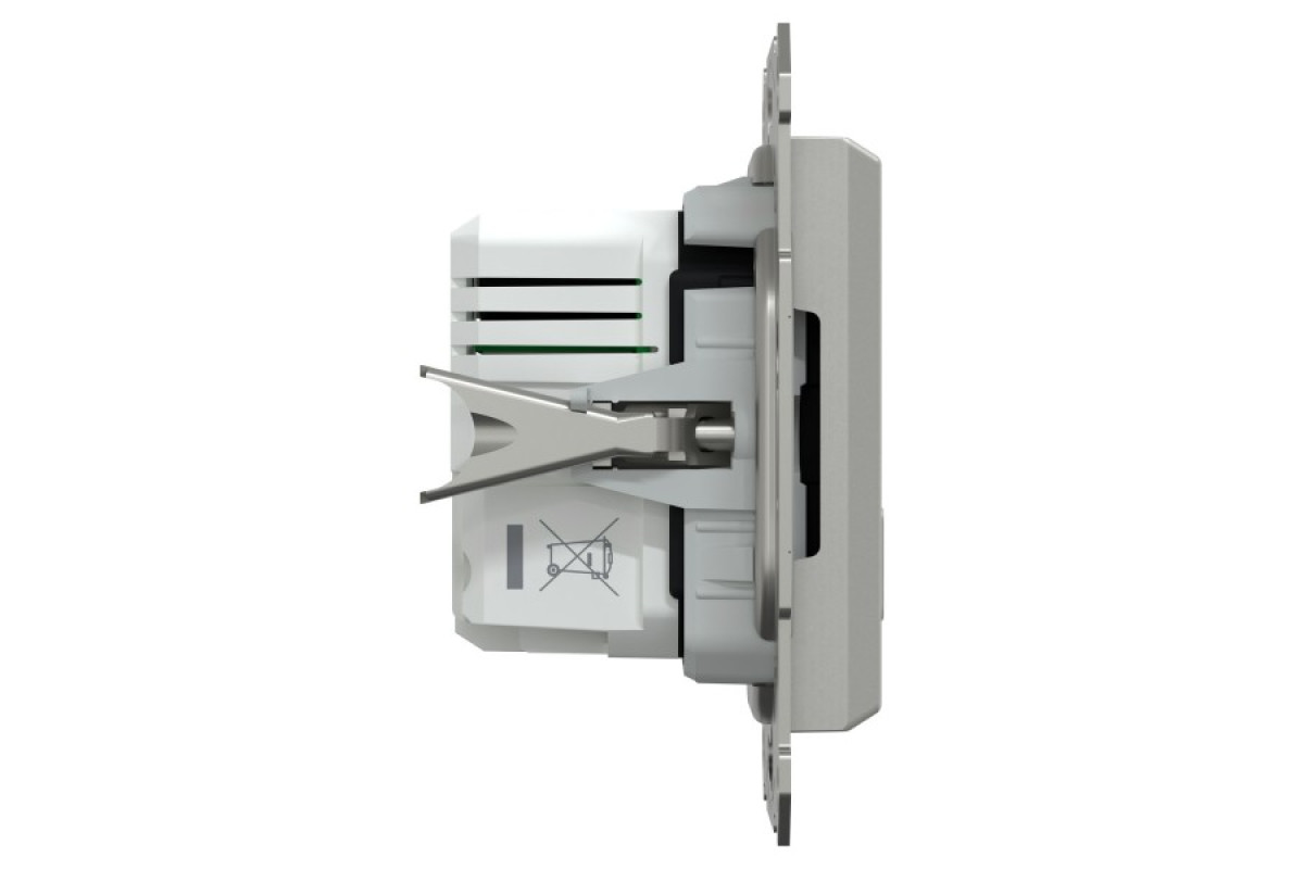 Подвійний зарядний пристрій USB, Asfora, тип A+C, 21 Вт, механізм з супортом, алюміній (EPH2700561)