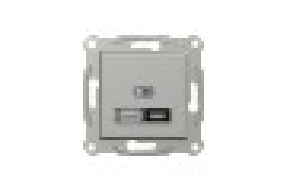 Подвійний зарядний пристрій USB, Asfora, тип A+C, 21 Вт, механізм з супортом, алюміній (EPH2700561)