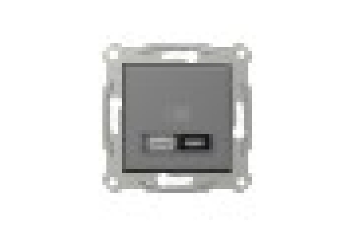 Подвійний зарядний пристрій USB, Asfora, тип A+C, 21 Вт, механізм з супортом, антрацит (EPH2700571)