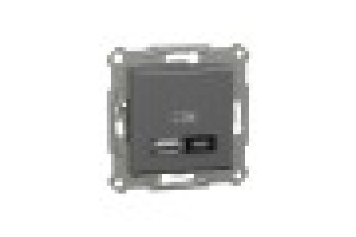 Подвійний зарядний пристрій USB, Asfora, тип A+C, 21 Вт, механізм з супортом, антрацит (EPH2700571)