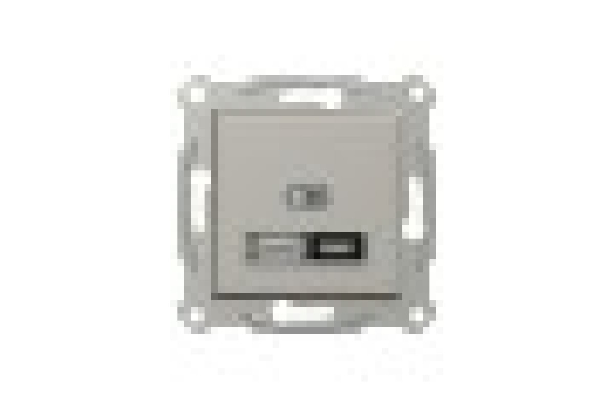 Подвійний зарядний пристрій USB, Asfora, тип A+C, 21 Вт, механізм з супортом, бронза (EPH2700569)