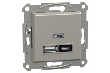 Подвійний зарядний пристрій USB, Asfora, тип A+C, 21 Вт, механізм з супортом, бронза (EPH2700569)