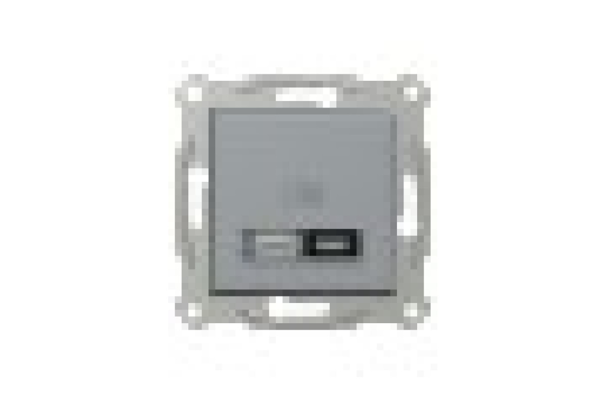 Подвійний зарядний пристрій USB, Asfora, тип A+C, 21 Вт, механізм з супортом, сталь (EPH2700562)