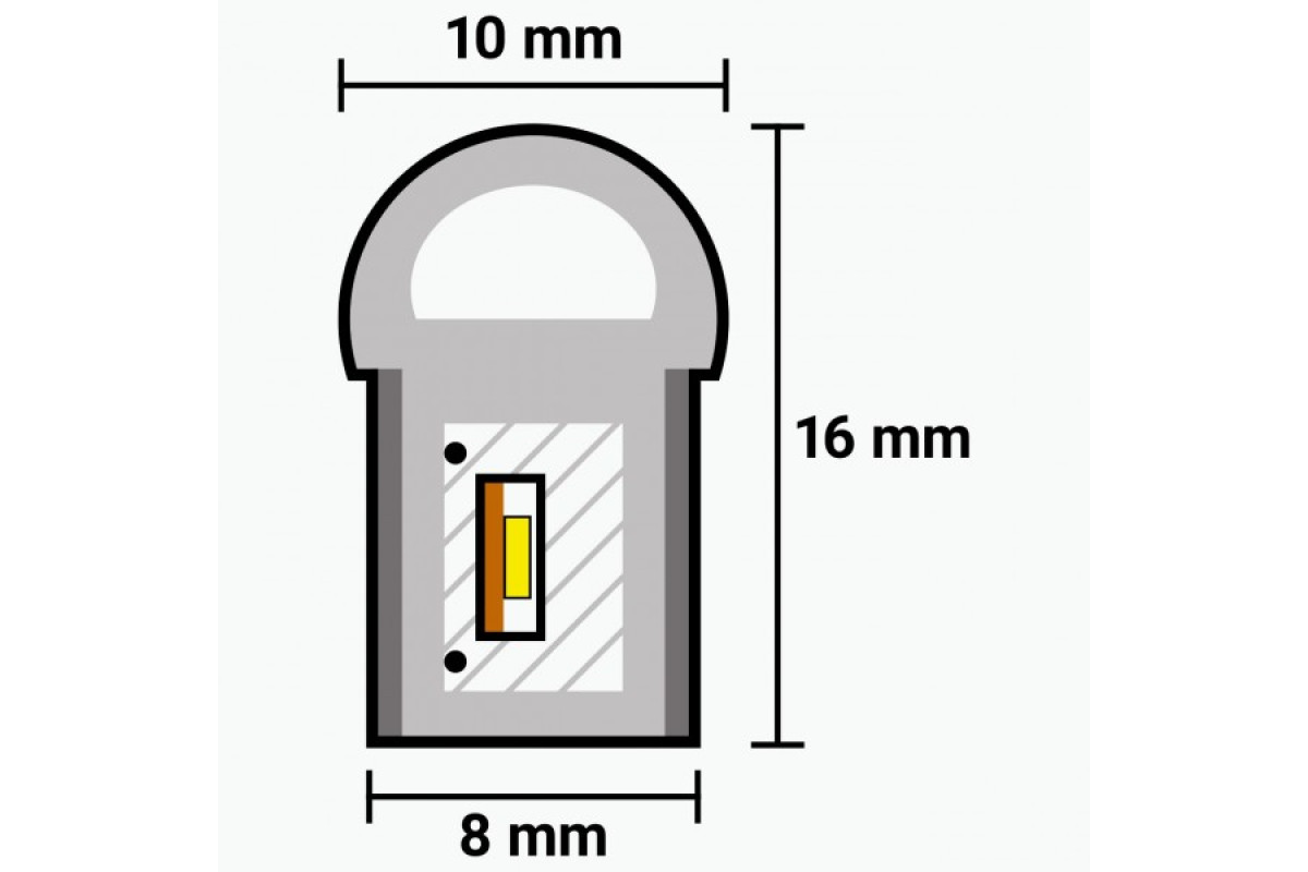 Світлодіодний неон PROLUM™ 8x16, IP68, 12V, Series "SF", Тепло-білий, PRO (120020)