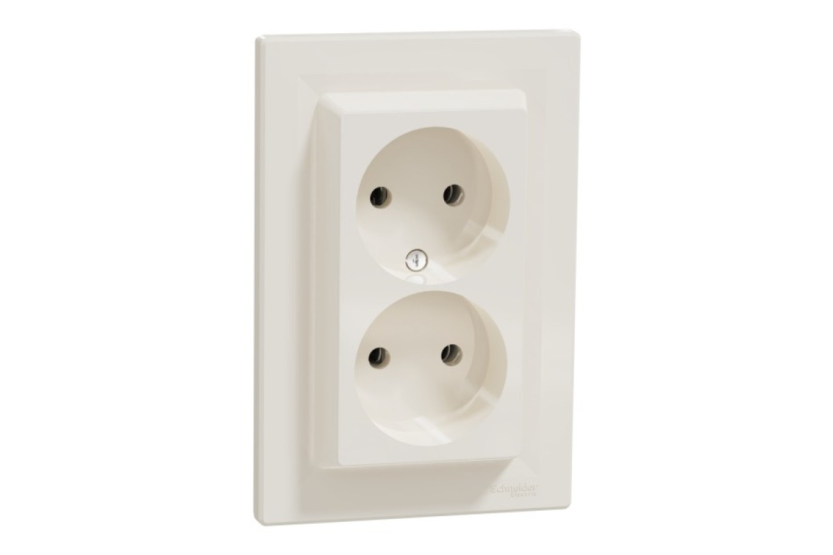 Розетка подвійна без заземлення Кремова Asfora (EPH9700123)