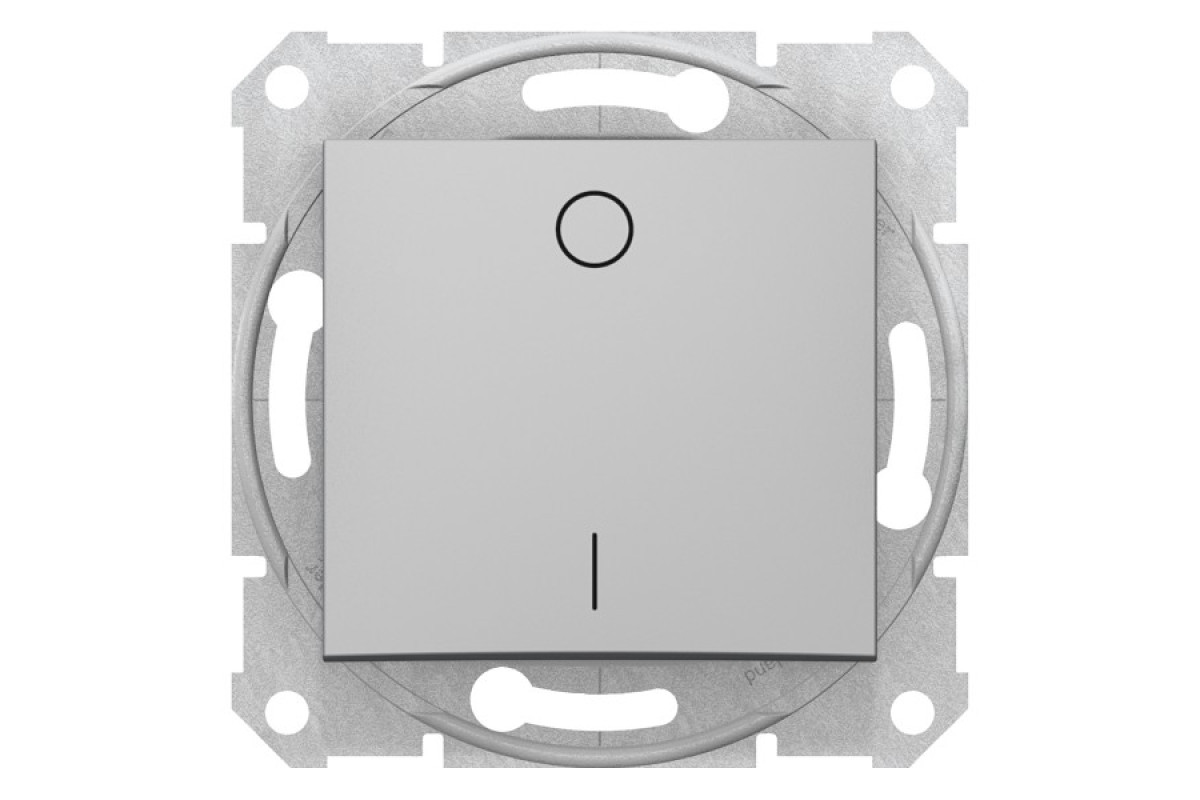 2-х полюсний одноклавішний вимикач Sedna Scnheider Electric алюміній (SDN0200160)