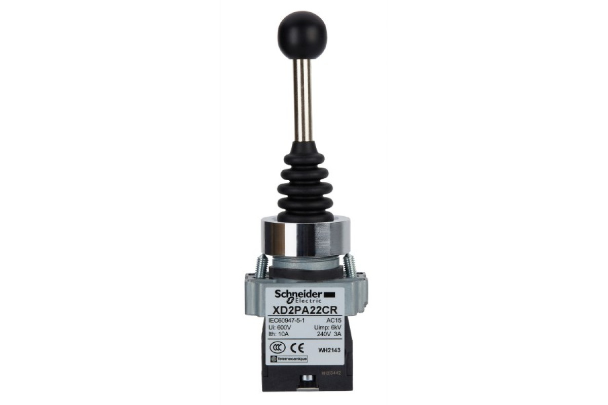 Джойстиковий контролер, Easy Harmony XB2, пластик, 22 мм, 2 напрямки, пружинне повернення в центр, 2NO (XD2PA22CR)