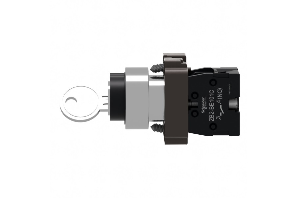 Ключовий перемикач, Easy Harmony XB2, метал, чорний, 22 мм, 2 положення, з фіксацією, 2 сторони висувні, 1NO (XB2BG41C)