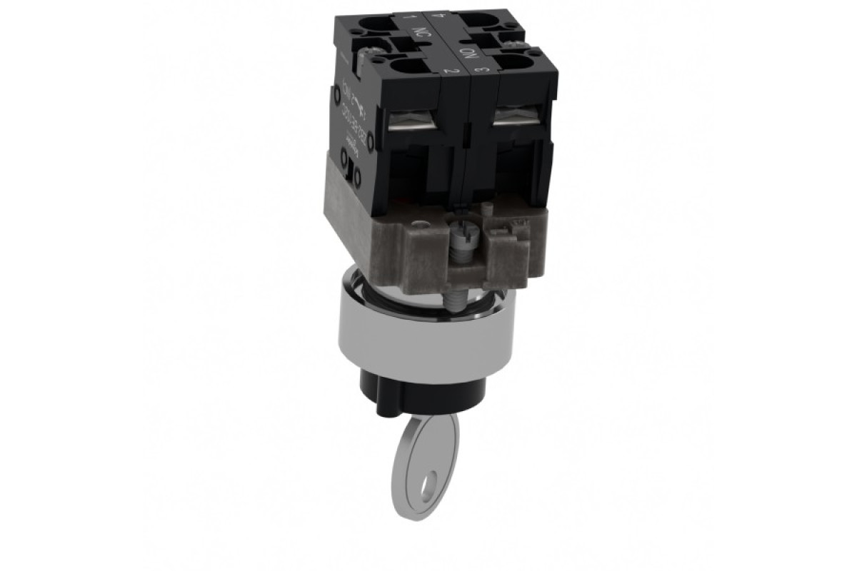 Ключовий перемикач, Easy Harmony XB2, метал, чорний, 22 мм, 2 положення, з фіксацією, 2 сторони висувні, 1NO + 1NC (XB2BG45C)