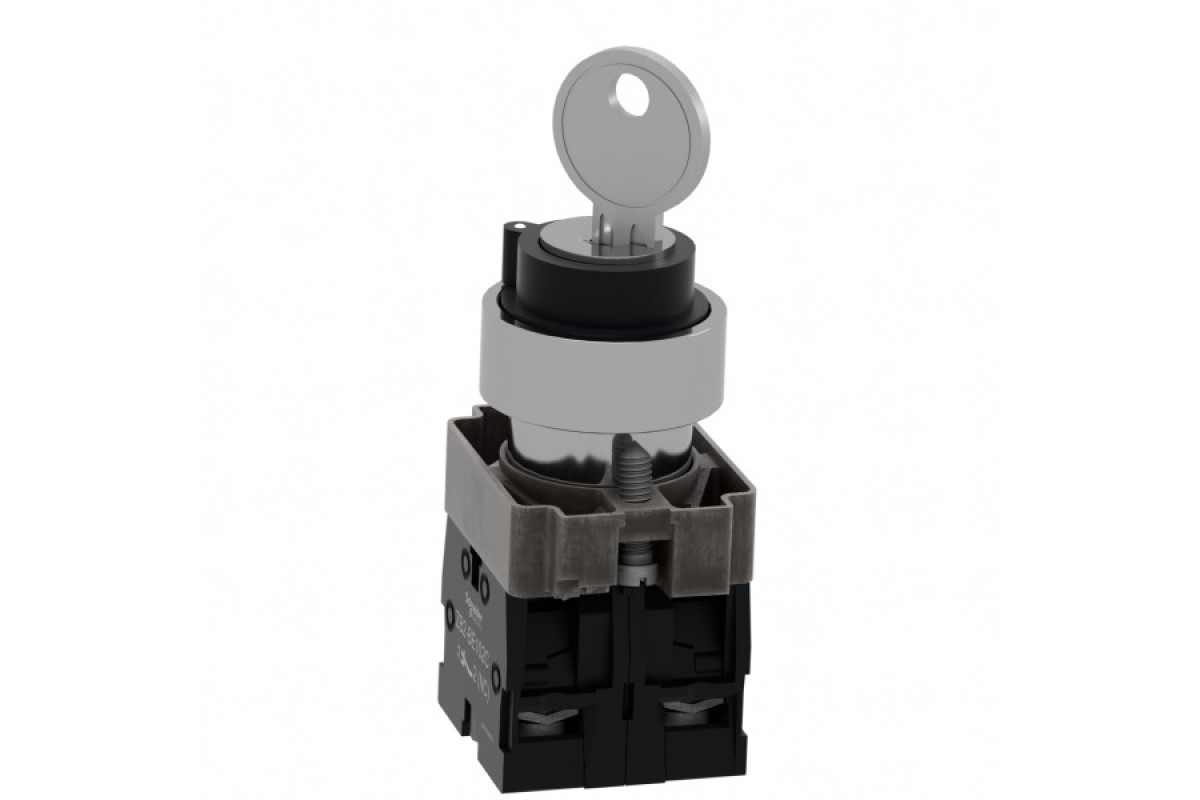 Ключовий перемикач, Easy Harmony XB2, метал, чорний, 22 мм, 2 положення, з фіксацією, 2 сторони висувні, 1NO + 1NC (XB2BG45C)