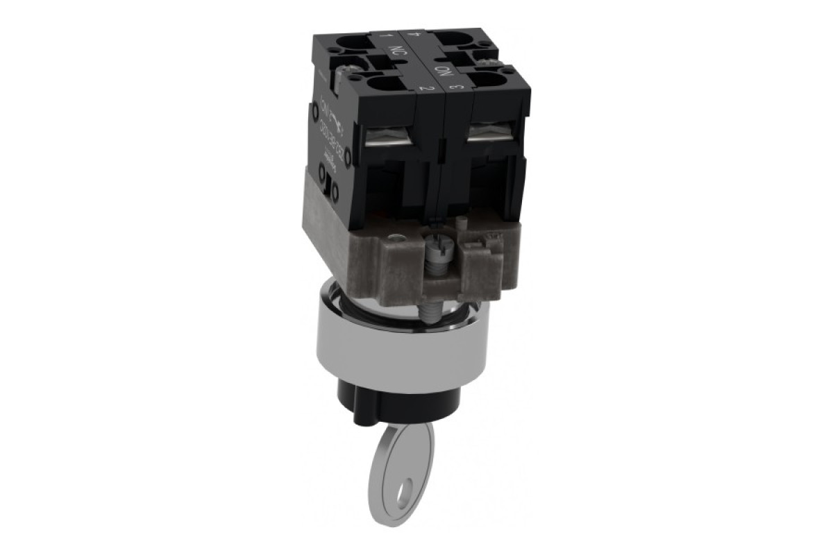 Ключовий перемикач, Easy Harmony XB2, метал, чорний, 22 мм, 2 положення, з фіксацією, ліва сторона висувна, 1NO + 1NC (XB2BG25C)