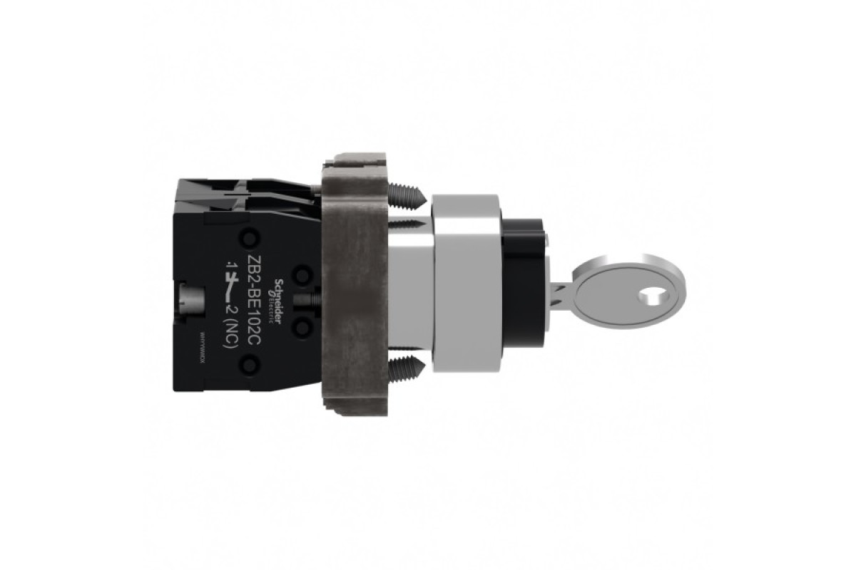 Ключовий перемикач, Easy Harmony XB2, метал, чорний, 22 мм, 2 положення, з фіксацією, ліва сторона висувна, 1NO + 1NC (XB2BG25C)