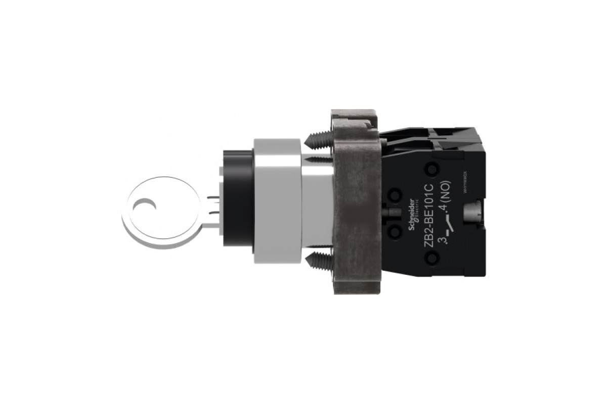 Ключовий перемикач, Easy Harmony XB2, метал, чорний, 22 мм, 2 положення, з фіксацією, ліва сторона висувна, 1NO + 1NC (XB2BG25C)