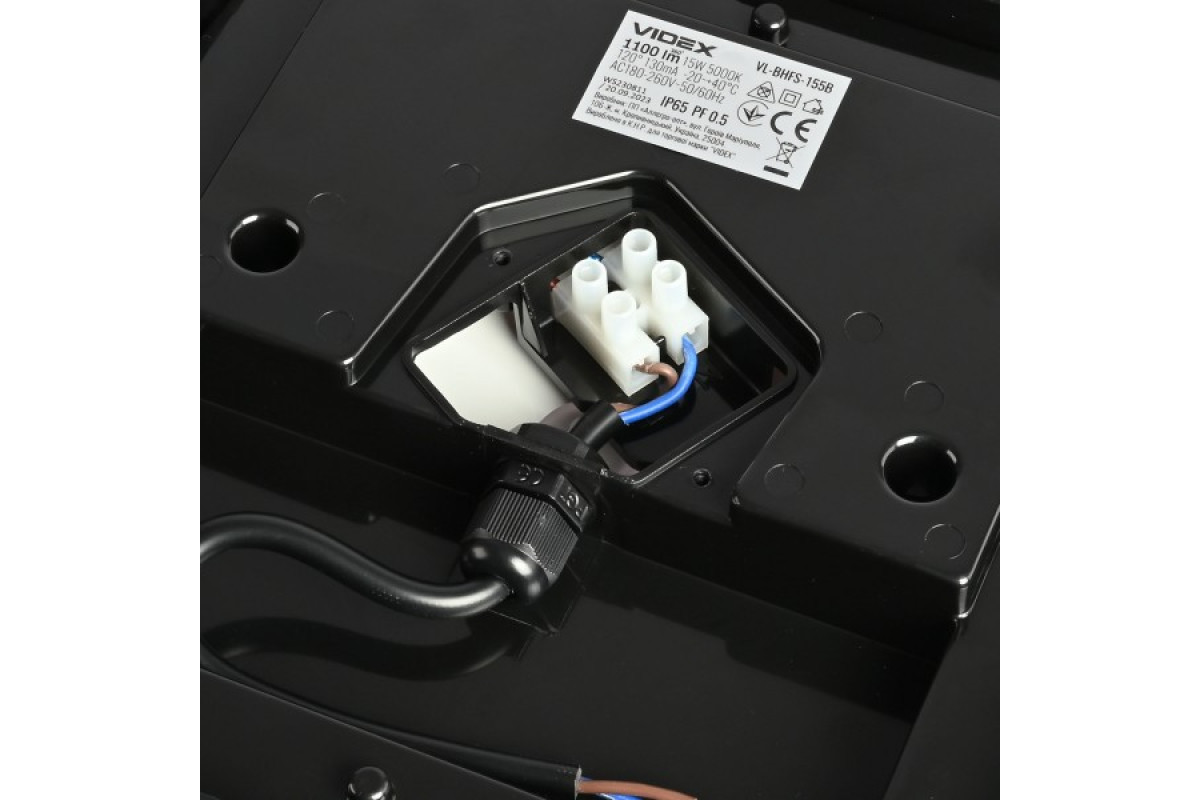 LED світильник ART IP65 квадратний VIDEX 15W 5000K Black (VL-BHFS-155B)