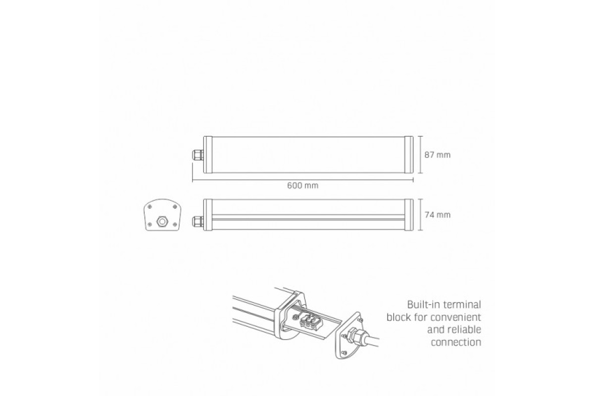 LED світильник IP65 лінійний VIDEX 24W 0,6М 4000K (VLE-BNW-24064)