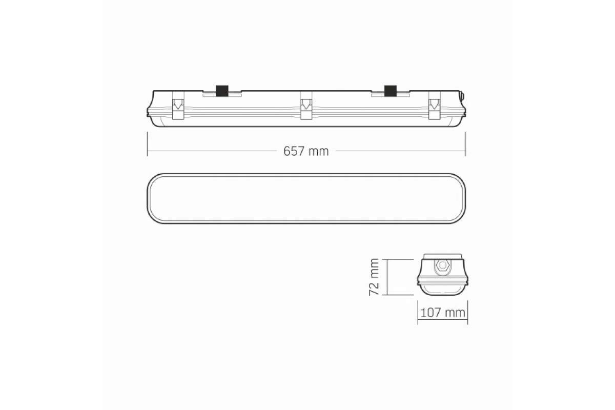 LED світильник IP65 лінійний під лампу 2хТ8 VIDEX 0,6М 220V (VL-BNW-T8062G)