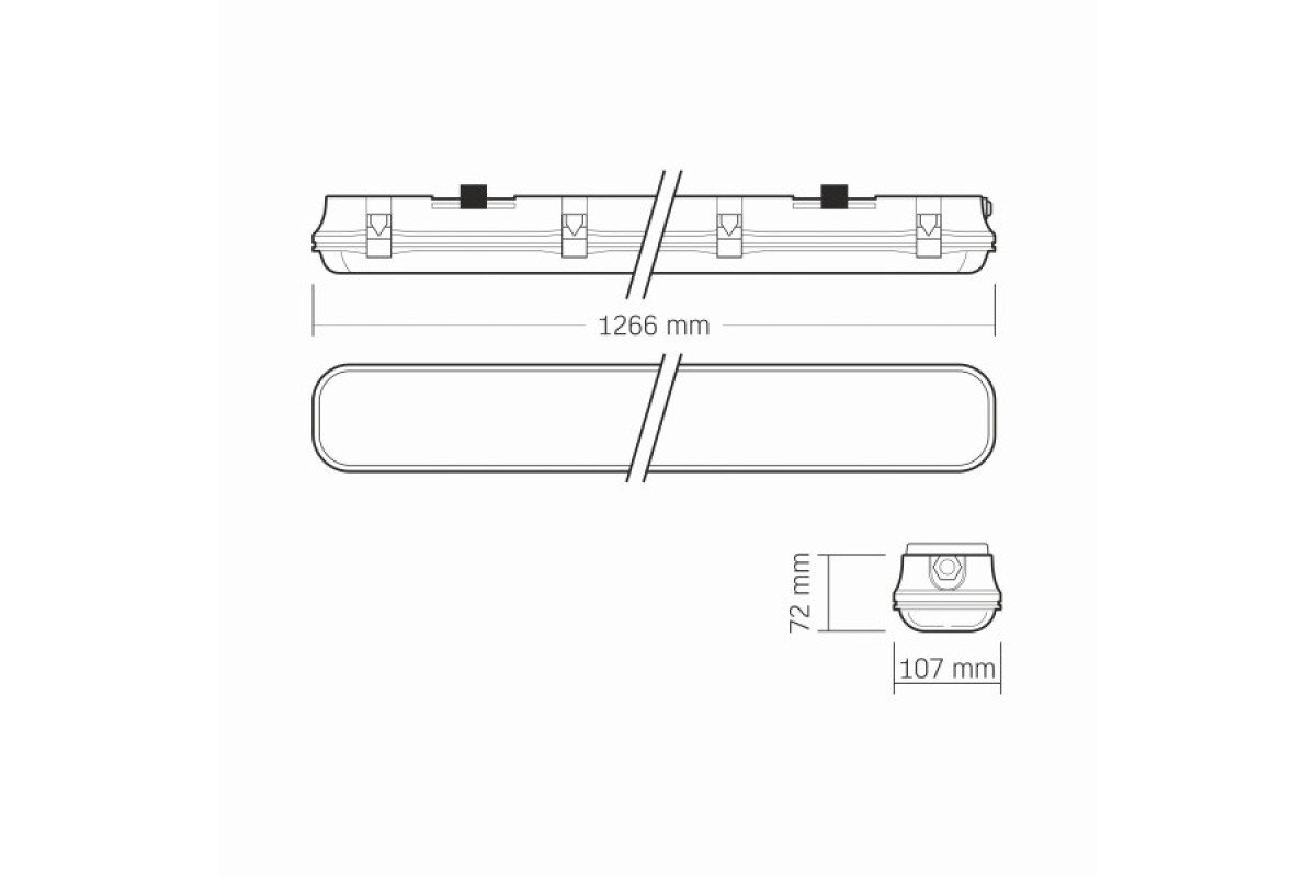 LED світильник IP65 лінійний під лампу 2хТ8 VIDEX 1,2М 220V (VL-BNW-T8122G)