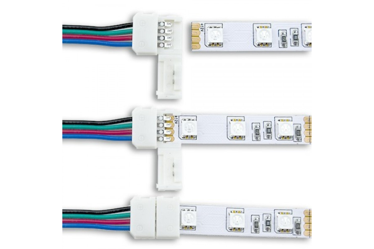 Кабель PROLUM™ для стрічки 5050, RGB, 10 мм, + 1 затискач (503007)
