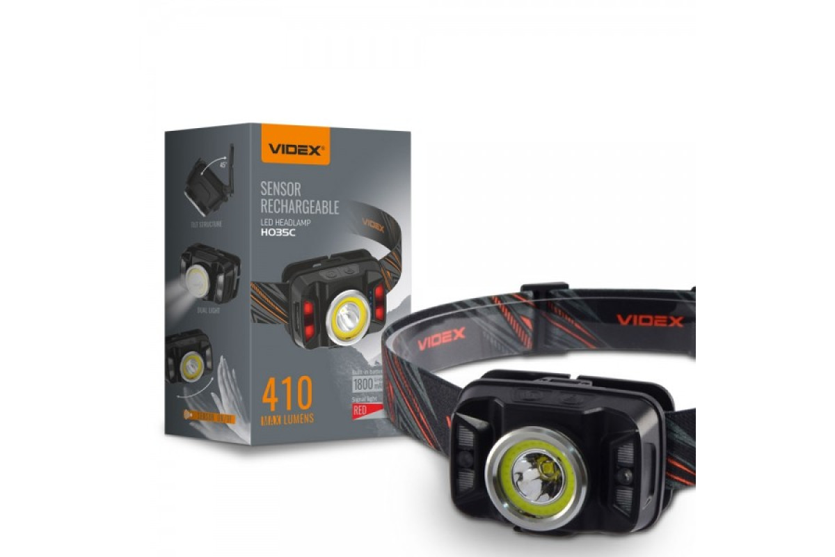 Налобний світлодіодний ліхтарик VIDEX 410Lm 5000K (VLF-H035C)