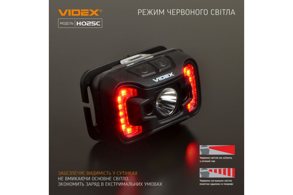 Налобний світлодіодний ліхтарик VIDEX VLF-H025C 310Lm 5000K (VLF-H025C)