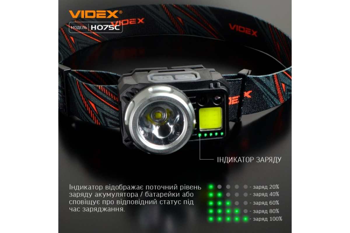 Налобний світлодіодний ліхтарик VIDEX VLF-H075C 550Lm 5000K (VLF-H075C)