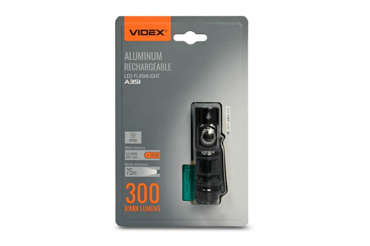 Портативний світлодіодний ліхтарик VIDEX 300Lm 5000K (VLF-A351)
