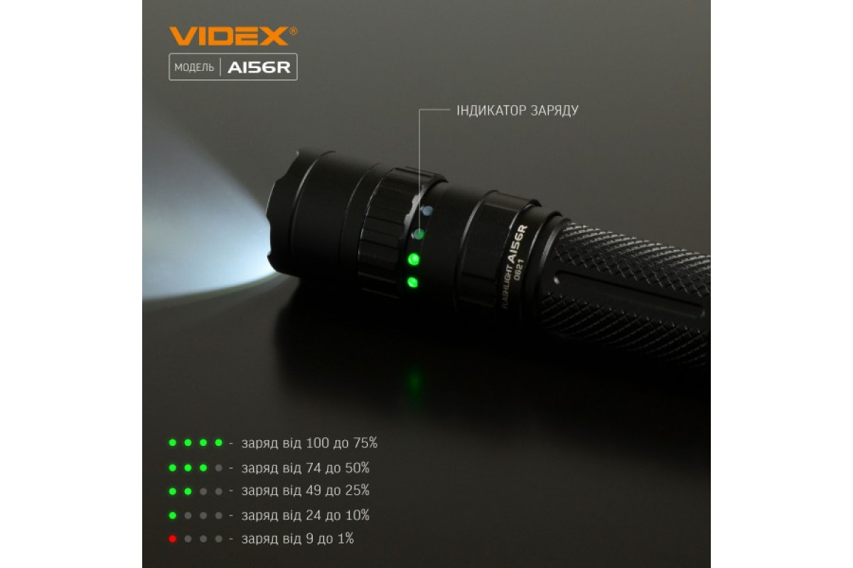 Портативний світлодіодний ліхтарик VIDEX VLF-A156R 1700Lm 6500K (VLF-A156R)