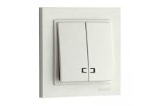 Вимикач двоклавішний з підсвіткою, Mono Electric, DESPINA (білий) (102-190025-103)