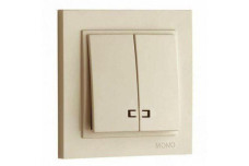Вимикач двоклавішний з підсвіткою, Mono Electric, DESPINA (крем) (102-170025-103)