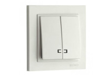 Вимикач двоклавішний з підсвіткою, Mono Electric, DESPINA (СЛОНОВА КІСТКА) (102-010025-103)