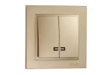 Вимикач двоклавішний з підсвіткою,Mono Electric, DESPINA (титан) (102-222225-103)