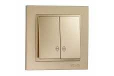 Вимикач двоклавішний прохідний, Mono Electric, DESPINA (титан) (102-222223-111)