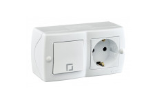 Вимикач однокл.+розетка з заземленням, Mono Electric, OCTANS IP 20 (білий) (104-010101-180)