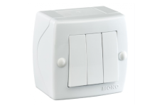 Вимикач трьохклавішний, Mono Electric, OCTANS IP 20 (білий) (104-010101-114)