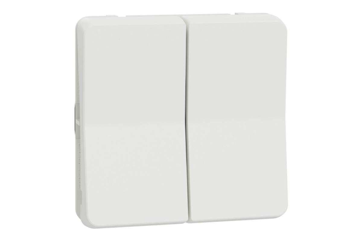 Двоклавішний перемикач IP55 Mureva Styl, сх.6+6, поверх. монтаж, білий (MUR39022)