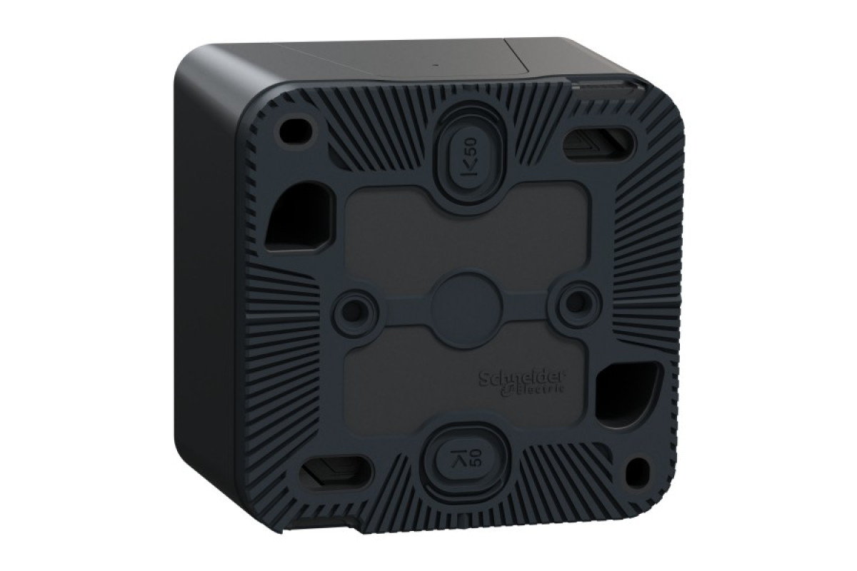 Двоклавішний перемикач IP55 Mureva Styl, сх.6+6, поверх. монтаж, чорний (MUR35022)