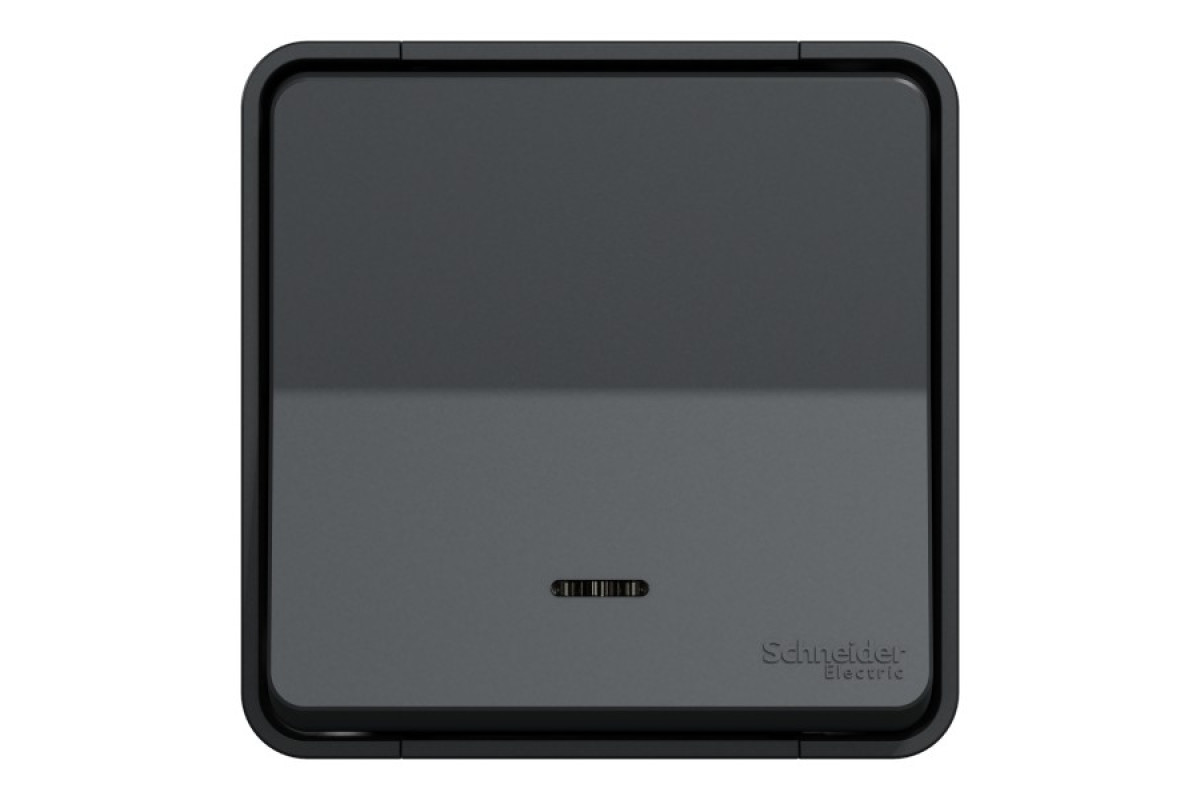 Кнопковий вимикач IP55 з підсвіткою Mureva Styl, поверх. монтаж, чорний (MUR35028)