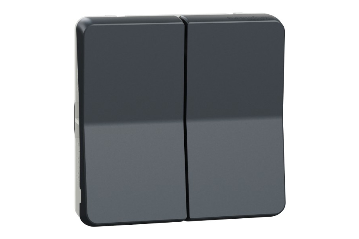 Механізм двоклавішного перемикача IP55, сх.6+6, Mureva Styl, чорний (MUR35019)