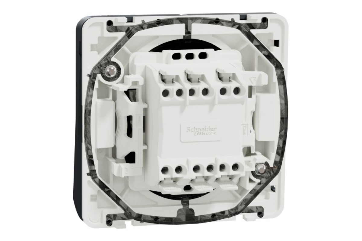 Механізм двоклавішного перемикача IP55, сх.6+6, Mureva Styl, чорний (MUR35019)