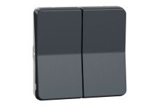 Механізм двоклавішного перемикача IP55, сх.6+6, Mureva Styl, чорний (MUR35019)