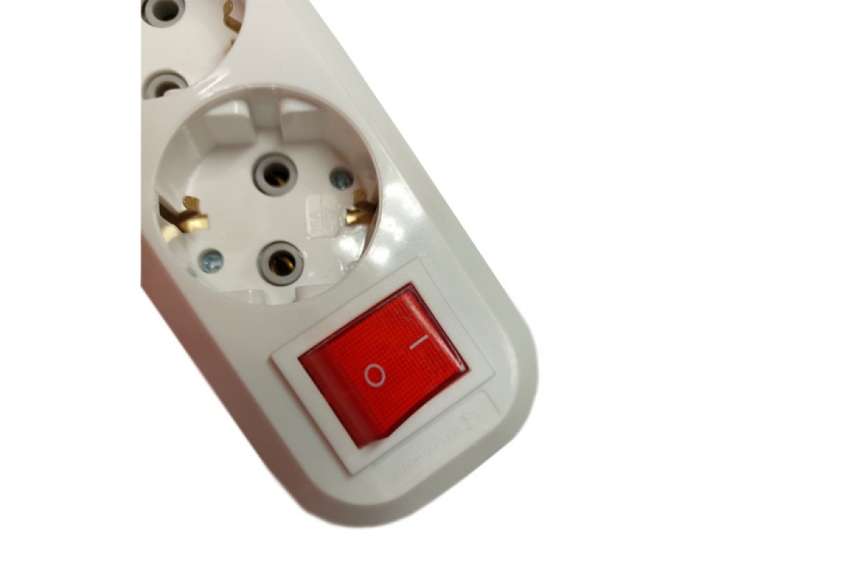 Колодка п'ятимісна із заземленням з кнопкою (EH-2229)