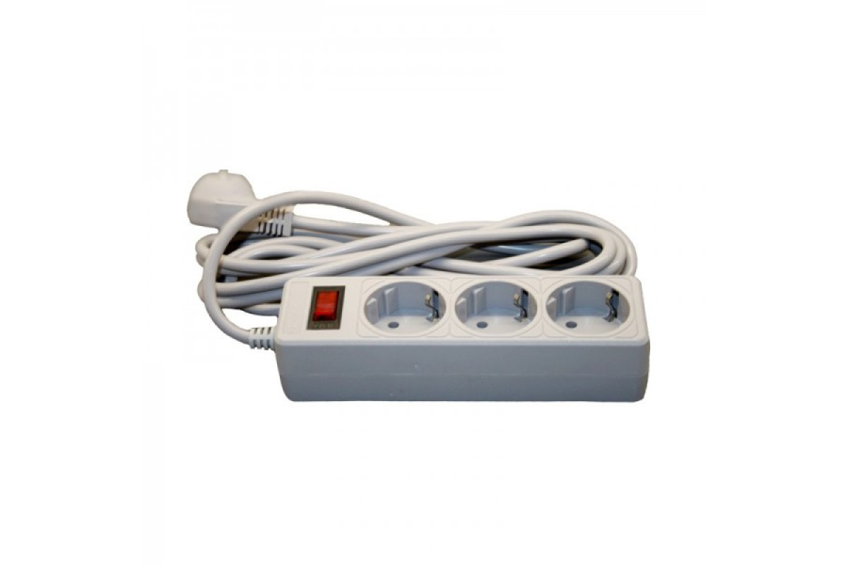 Мережевий фільтр 3 гнізда із заземленням, 3 м Сірий (EH-NFG-3.3)