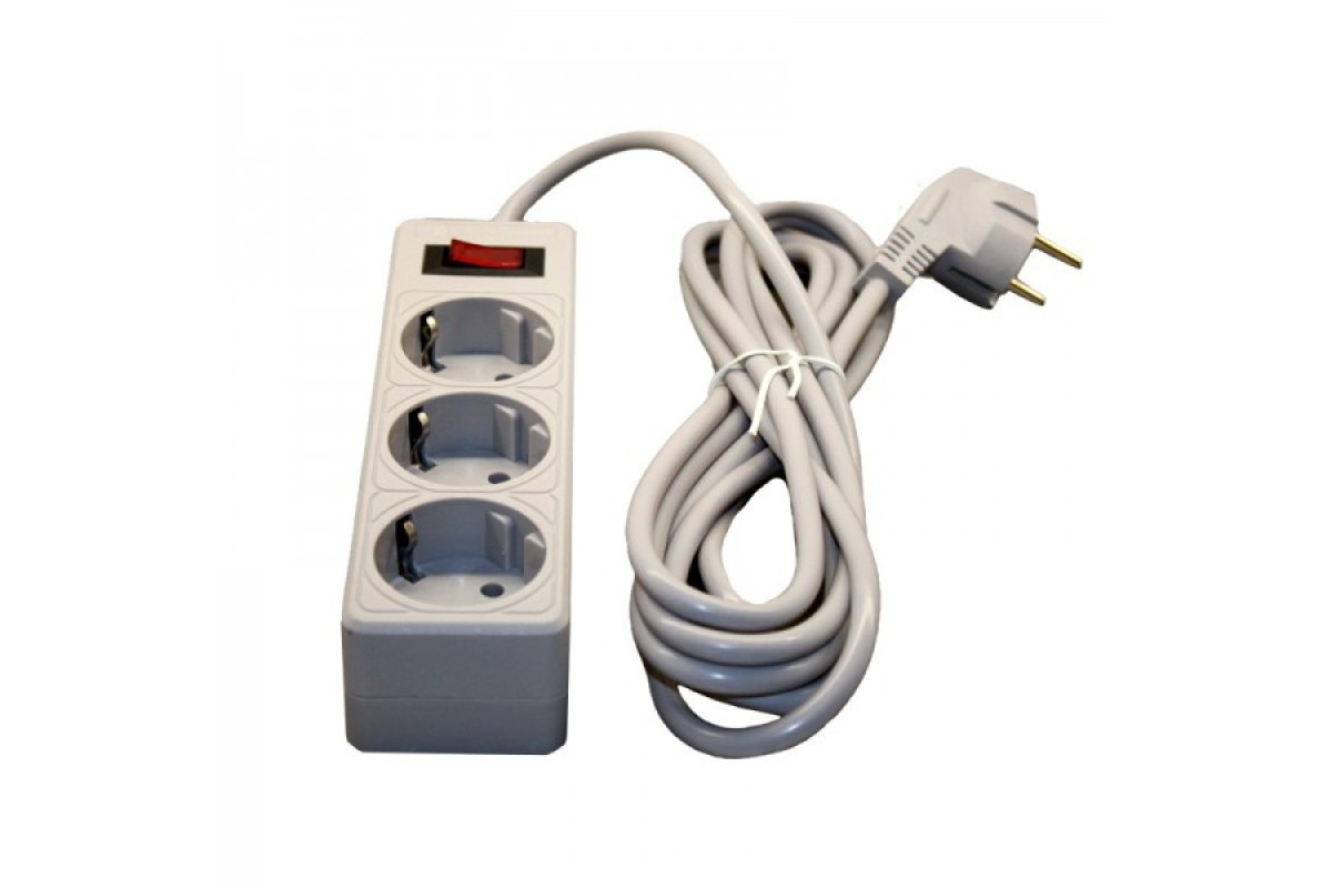 Мережевий фільтр 3 гнізда із заземленням, 3 м Сірий (EH-NFG-3.3)