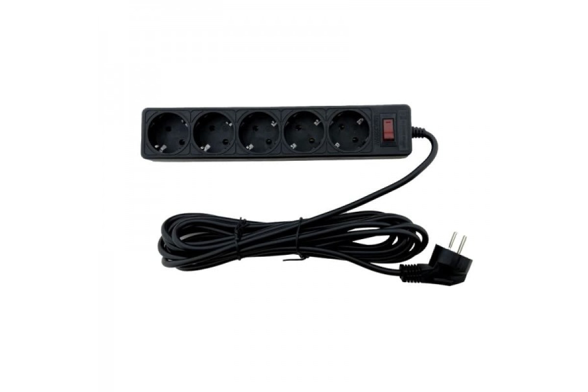 Мережевий фільтр 5 гнізд із заземленням, 3 м Чорний (EH-NFB-5.3)