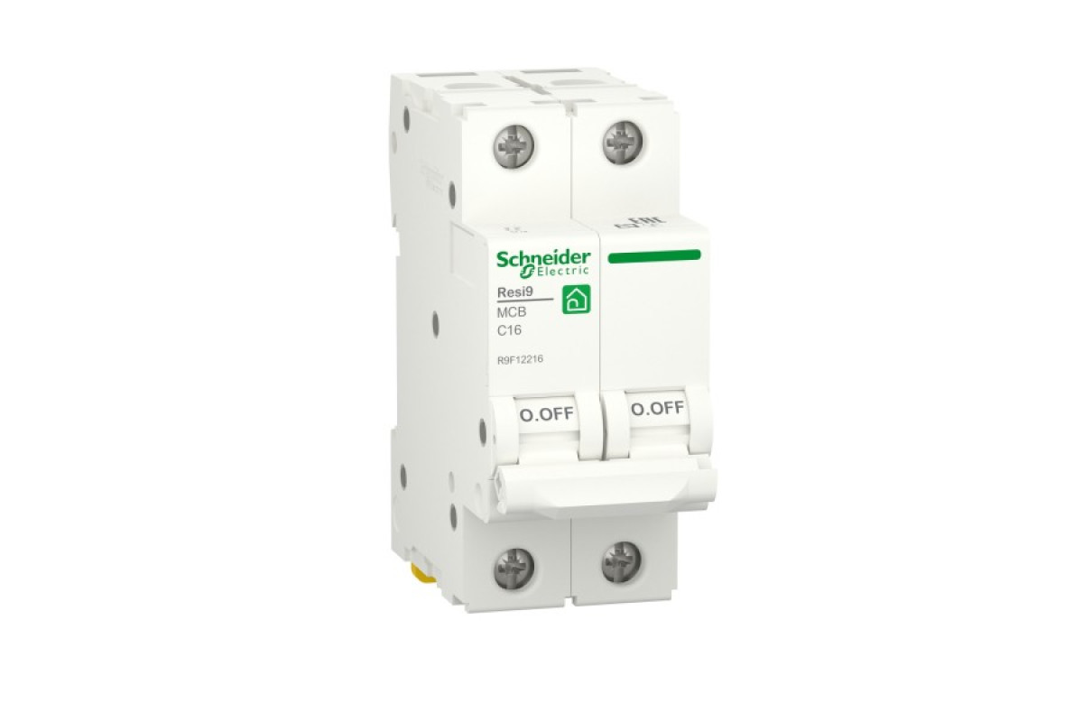 Автоматичний вимикач RESI9 Schneider Electric 16 А, 2P, крива С, 6кА (R9F12216)