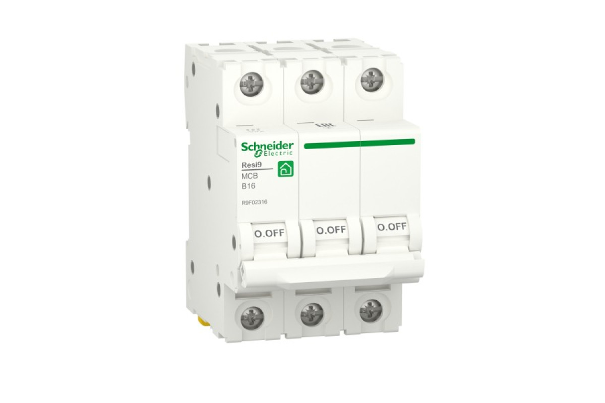 Автоматичний вимикач RESI9 Schneider Electric 16 А, 3P, крива В, 6кА (R9F02316)