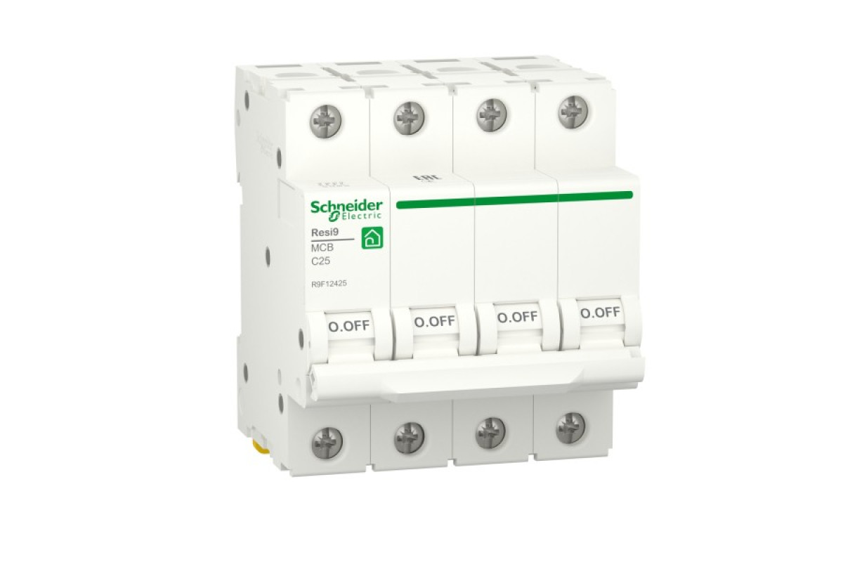 Автоматичний вимикач RESI9 Schneider Electric 25 А, 4P, крива С, 6кА (R9F12425)