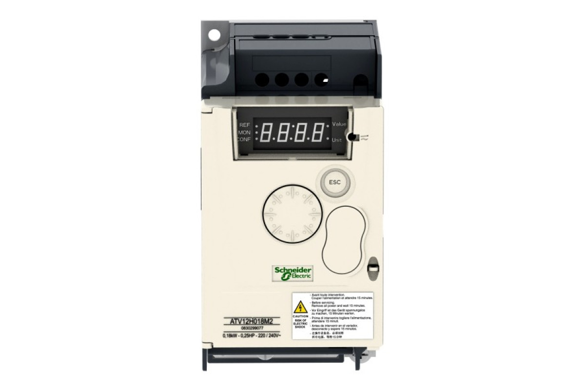 Перетворювач частоти ATV12 0,18кВт 220В, 1ф живлення, з радіатором (ATV12H018M2)